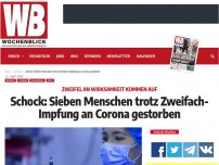 Bild zum Artikel: Schock: Sieben Menschen trotz Zweifach-Impfung an Corona gestorben