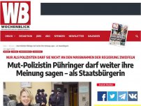 Bild zum Artikel: Mut-Polizistin Pühringer darf weiter ihre Meinung sagen – als Staatsbürgerin