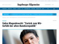 Bild zum Artikel: Sahra Wagenknecht: 'Zurück zum Wir-Gefühl der alten Bundesrepublik'