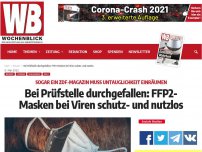 Bild zum Artikel: Bei Prüfstelle durchgefallen: FFP2-Masken bei Viren schutz- und nutzlos