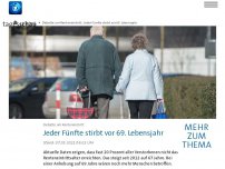 Bild zum Artikel: Debatte um Renteneintritt: Jeder Fünfte stirbt vor 69. Lebensjahr