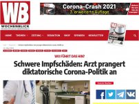 Bild zum Artikel: Schwere Impfschäden: Arzt prangert diktatorische Corona-Politik an