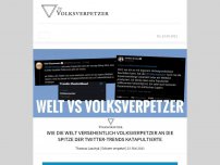 Bild zum Artikel: Wie die WELT versehentlich Volksverpetzer an die Spitze der Twitter-Trends katapultierte