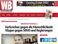 Bild zum Artikel: Verbrechen gegen die Menschlichkeit: Klagen gegen WHO und Regierungen