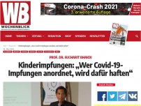 Bild zum Artikel: Kinderimpfungen: „Wer Covid19-Impfungen anordnet, wird dafür haften“