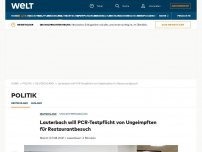 Bild zum Artikel: Lauterbach will PCR-Testpflicht von Ungeimpften für Restaurantbesuch