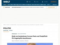 Bild zum Artikel: Ende von kostenlosen Corona-Tests und Testpflicht für Ungeimpfte beschlossen