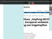 Bild zum Artikel: Hammer-Beschluss: „Impfung NICHT verpflichtend“, Europarat verbietet die Diskriminierung von Ungeimpften