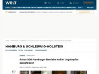 Bild zum Artikel: Schon 300 Hamburger Betriebe wollen Ungeimpfte ausschließen