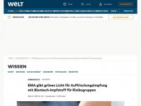 Bild zum Artikel: EMA gibt grünes Licht für Auffrischungsimpfung mit Biontech-Impfstoff für Risikogruppen