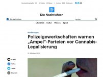 Bild zum Artikel: Sondierungen - Polizeigewerkschaften warnen 'Ampel'-Parteien vor Cannabis-Legalisierung