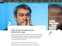 Bild zum Artikel: Söder fordert Verlängerung der epidemischen Lage