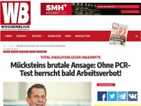 Bild zum Artikel: Mücksteins brutale Ansage: Ohne PCR-Test herrscht bald Arbeitsverbot!