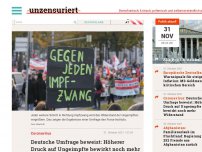 Bild zum Artikel: Deutsche Umfrage beweist: Höherer Druck auf Ungeimpfte bewirkt noch mehr Widerstand