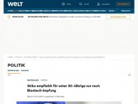 Bild zum Artikel: Stiko empfiehlt für unter 30-Jährige nur noch Biontech-Impfung