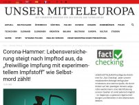 Bild zum Artikel: Corona-Hammer: Lebensversicherung steigt nach Impftod aus, da „freiwillige Impfung mit experimentellem Impfstoff“ wie Selbstmord zählt!