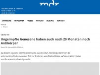 Bild zum Artikel: Ungeimpfte Genesene haben auch nach 20 Monaten noch Antikörper