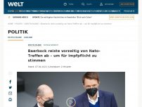 Bild zum Artikel: Baerbock reist vorzeitig von Nato-Treffen ab – um für Impfpflicht zu stimmen