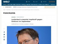 Bild zum Artikel: Lauterbach erwartet Impfstoff gegen Omikron im September