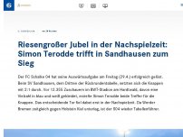 Bild zum Artikel: Riesengroßer Jubel in der Nachspielzeit: Simon Terodde trifft in Sandhausen zum Sieg