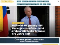 Bild zum Artikel: Britische Regierung liefert Assange aus: Jetzt drohen Wikileaks Gründer 175 Jahre Haft