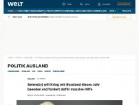 Bild zum Artikel: Selenskyj will Krieg mit Russland dieses Jahr beenden und fordert dafür massive Hilfe