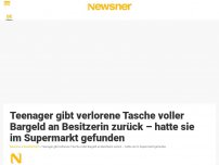 Bild zum Artikel: Teenager gibt verlorene Tasche voller Bargeld an Besitzerin zurück – hatte sie im Supermarkt gefunden