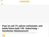 Bild zum Artikel: Paar ist seit 79 Jahren verheiratet, und beide feiern bald 100. Geburtstag – Herzlichen Glückwunsch!