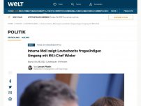 Bild zum Artikel: Interne Mail zeigt Lauterbachs fragwürdigen Umgang mit RKI-Chef Wieler