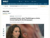 Bild zum Artikel: Lauterbach fordert „klare“ Empfehlungen zu vierter Corona-Impfung für alle Altersgruppen