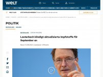 Bild zum Artikel: Lauterbach kündigt aktualisierte Impfstoffe für September an