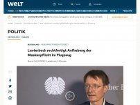 Bild zum Artikel: Lauterbach rechtfertigt Aufhebung der Maskenpflicht im Flugzeug