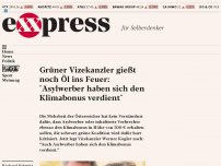 Bild zum Artikel: Grüner Vizekanzler gießt noch Öl ins Feuer: “Asylwerber haben sich den Klimabonus verdient”