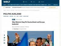 Bild zum Artikel: „Meloni kann Katastrophe für Europa werden“ – EU-Abgeordnete besorgt über Wahlergebnis