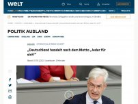 Bild zum Artikel: „Deutschland handelt nach dem Motto ‚Jeder für sich‘“ 