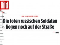 Bild zum Artikel: BILD im befreiten Lyman! - Die toten russischen Soldaten liegen noch auf der Straße