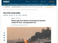 Bild zum Artikel: Schwere Explosion auf der Krim-Brücke - Russland spricht von Bombenanschlag