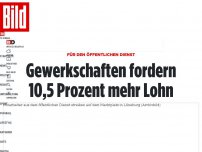 Bild zum Artikel: Für den öffentlichen Dienst - Gewerkschaften fordern 10,5 Prozent mehr Lohn