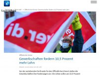 Bild zum Artikel: Öffentlicher Dienst: 10,5 Prozent mehr Lohn gefordert