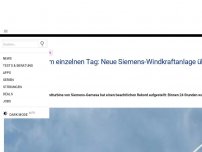 Bild zum Artikel: Rekord an einem einzelnen Tag: Neue Siemens-Windkraftanlage übertrifft Erwartungen