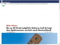 Bild zum Artikel: Bis zu 25 Grad möglich: Sahara-Luft bringt den Spätsommer zurück nach Deutschland