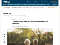 Bild zum Artikel: „Alarmierender Trend“ bei der Lebenserwartung der Deutschen