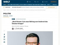 Bild zum Artikel: „Nord Stream 2 ist unser Beitrag zum Ausbruch des Ukraine-Krieges“