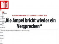 Bild zum Artikel: Millionen bekommen Gas-Geld erst 2023 - „Die Ampel bricht wieder ein Versprechen“