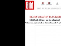 Bild zum Artikel: Klima-Chaotin blockiert Autobahn  - Polizist fackelt nicht lang – und wird gefeiert!