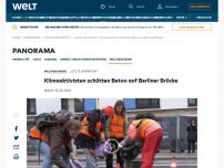 Bild zum Artikel: Klimaaktivisten schütten Beton auf Berliner Brücke
