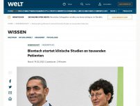 Bild zum Artikel: Biontech startet klinische Studien an tausenden Patienten