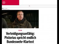 Bild zum Artikel: Verteidigungsunfähig: Pistorius spricht endlich Bundeswehr-Klartext