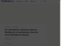 Bild zum Artikel: EU-Revolution: Senioren müssen künftig ab 70 nachweisen, dass sie noch Autofahren können