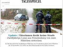 Bild zum Artikel: Mädchen gehörten zum Bekanntenkreis: Zwölfjährige aus Freudenberg von zwei Kindern erstochen 